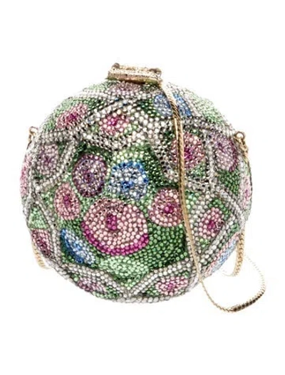 Pre-owned Judith Leiber Crystal Minaudière In Gold