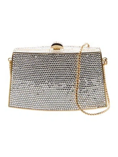 Pre-owned Judith Leiber Crystal Minaudière In Gold