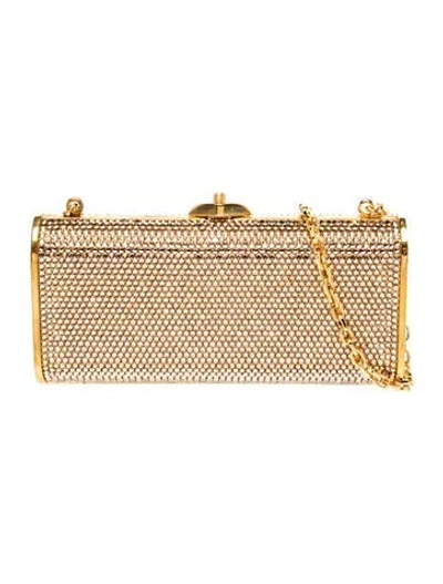 Pre-owned Judith Leiber Crystal Minaudière In Gold/metallic