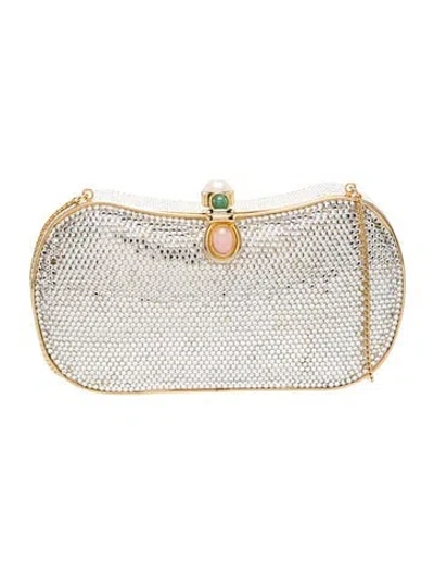 Pre-owned Judith Leiber Crystal Minaudière In Gold/metallic/silver