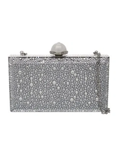 Pre-owned Judith Leiber Crystal Minaudière In Gray