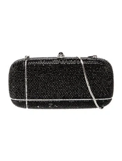 Pre-owned Judith Leiber Crystal Minaudière In Gray