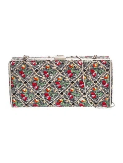 Pre-owned Judith Leiber Crystal Minaudière In Gray