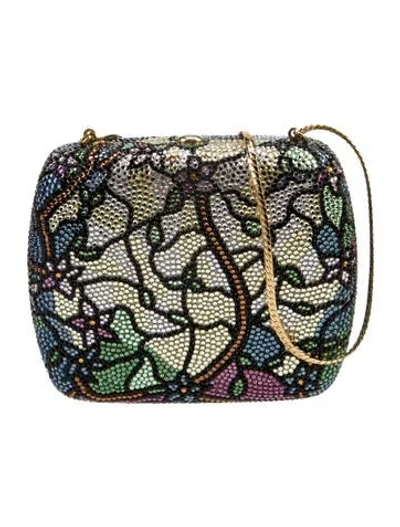 Pre-owned Judith Leiber Crystal Minaudière In Green