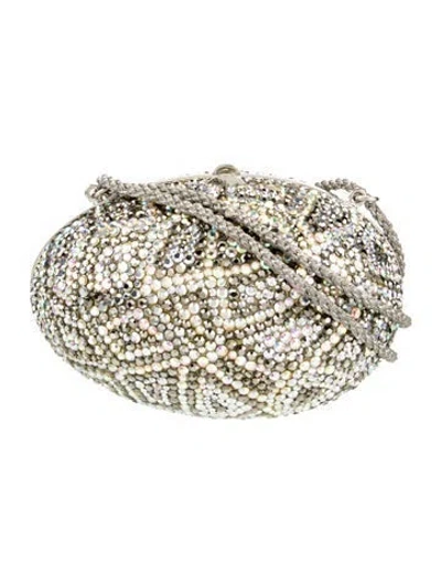 Pre-owned Judith Leiber Crystal Minaudière In Green