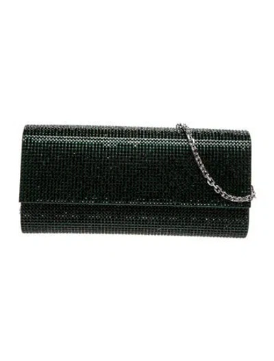 Pre-owned Judith Leiber Crystal Minaudière In Green