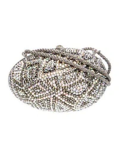 Pre-owned Judith Leiber Crystal Minaudière In Green