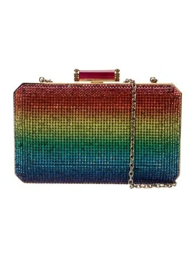 Pre-owned Judith Leiber Crystal Minaudière In Green