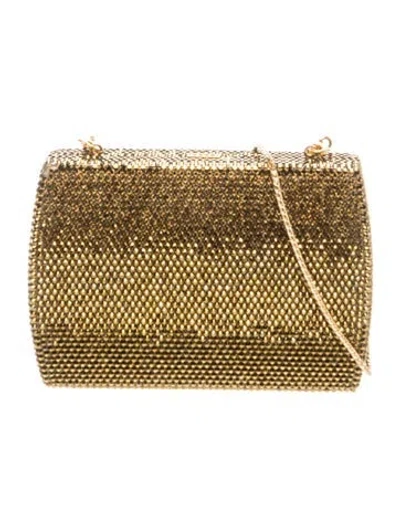 Pre-owned Judith Leiber Crystal Minaudière In Green
