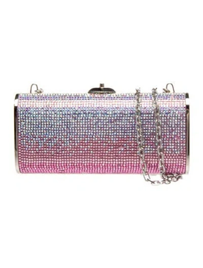 Pre-owned Judith Leiber Crystal Minaudière In Metallic/pink