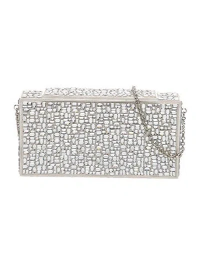 Pre-owned Judith Leiber Crystal Minaudière In Metallic/silver