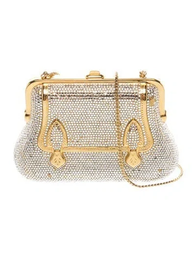 Pre-owned Judith Leiber Crystal Minaudière In Metallic/silver