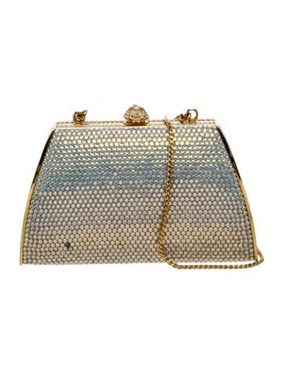Pre-owned Judith Leiber Crystal Minaudière In Metallic/silver
