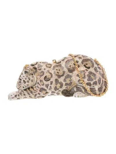 Pre-owned Judith Leiber Crystal Minaudière In Neutral