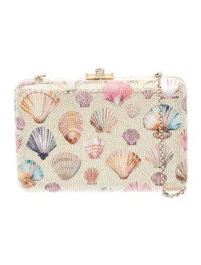 Pre-owned Judith Leiber Crystal Minaudière In Neutral