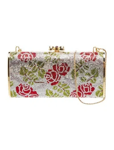 Pre-owned Judith Leiber Crystal Minaudière In Neutral