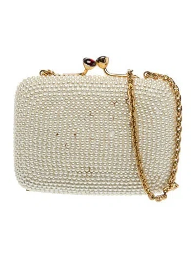 Pre-owned Judith Leiber Crystal Minaudière In Neutral