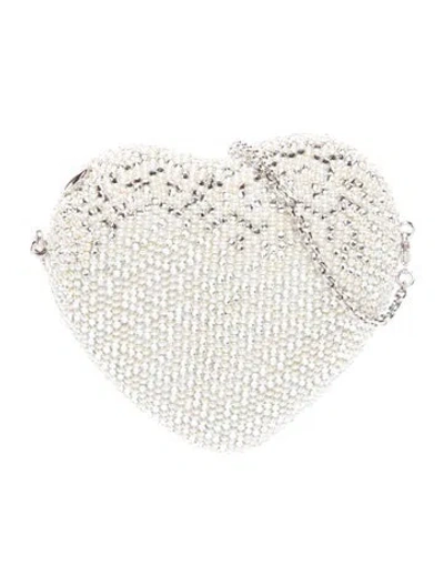 Pre-owned Judith Leiber Crystal Minaudière In Neutral