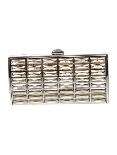 Pre-owned Judith Leiber Crystal Minaudière In Neutrals