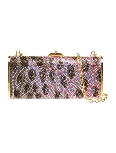 Pre-owned Judith Leiber Crystal Minaudière In Pink