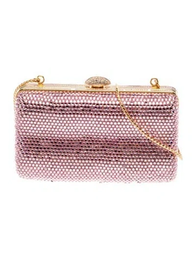 Pre-owned Judith Leiber Crystal Minaudière In Pink