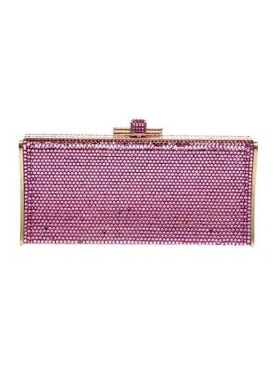 Pre-owned Judith Leiber Crystal Minaudière In Pink