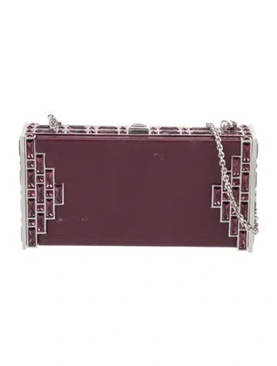 Pre-owned Judith Leiber Crystal Minaudière In Purple