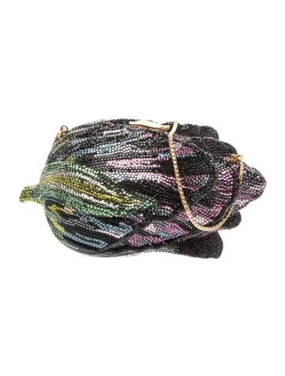 Pre-owned Judith Leiber Crystal Minaudière In Purple