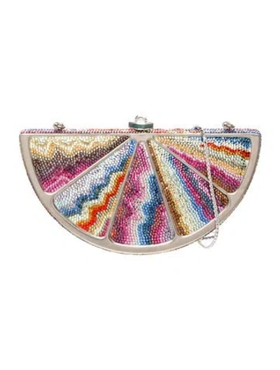 Pre-owned Judith Leiber Crystal Minaudière In Purple