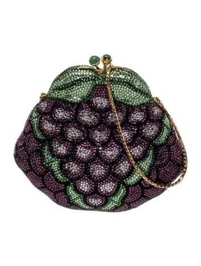 Pre-owned Judith Leiber Crystal Minaudière In Purple