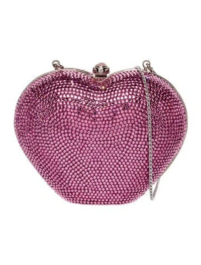 Pre-owned Judith Leiber Crystal Minaudière In Purple