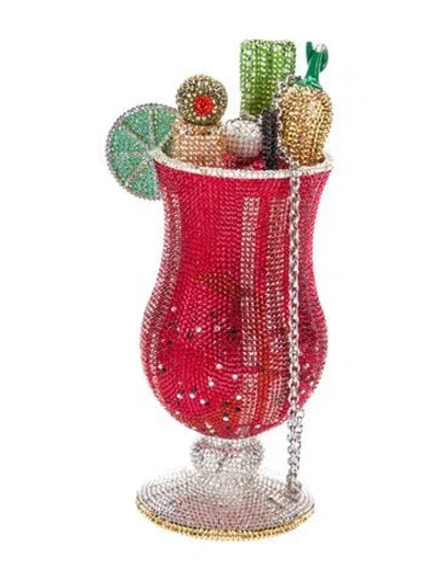 Pre-owned Judith Leiber Crystal Minaudière In Red