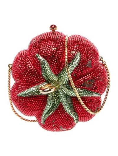 Pre-owned Judith Leiber Crystal Minaudière In Red