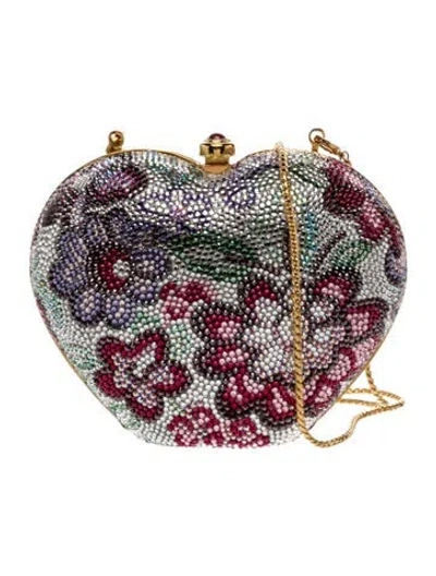 Pre-owned Judith Leiber Crystal Minaudière In Red