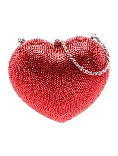 Pre-owned Judith Leiber Crystal Minaudière In Red