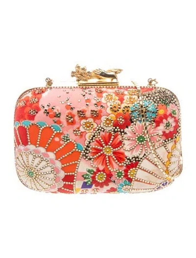 Pre-owned Judith Leiber Crystal Minaudière In Red