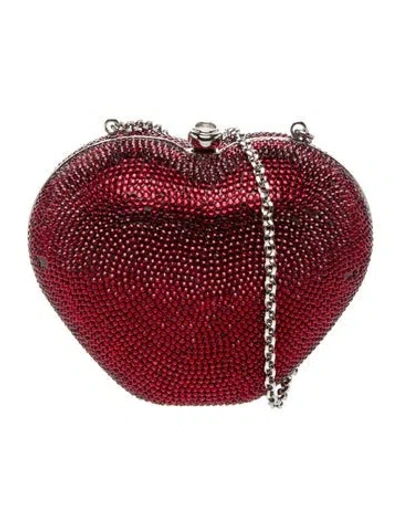 Pre-owned Judith Leiber Crystal Minaudière In Red