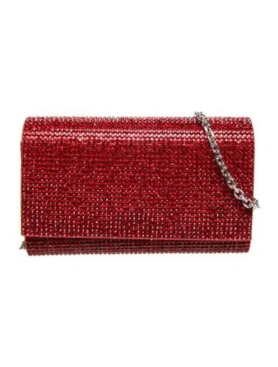 Pre-owned Judith Leiber Crystal Minaudière In Red
