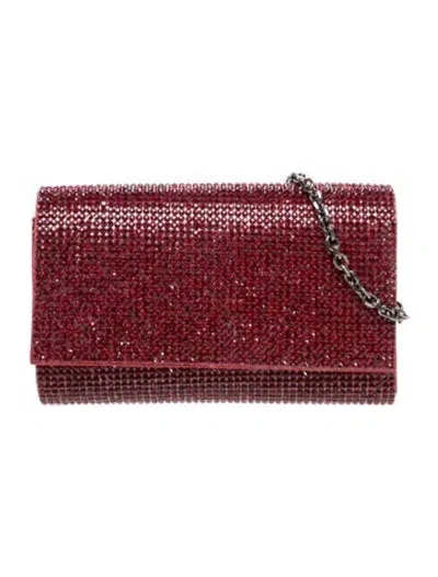 Pre-owned Judith Leiber Crystal Minaudière In Red
