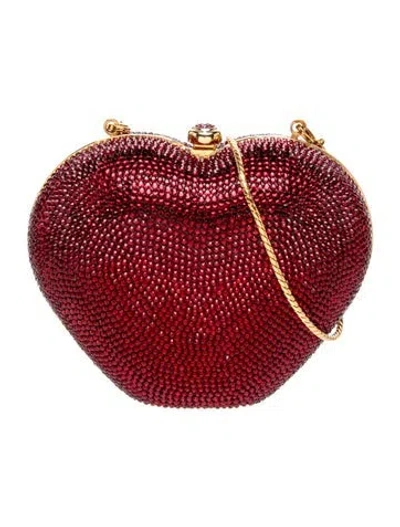 Pre-owned Judith Leiber Crystal Minaudière In Red