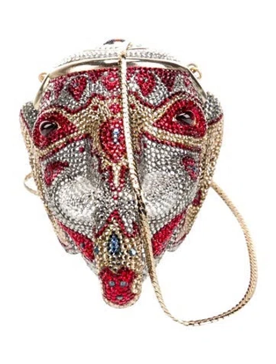 Pre-owned Judith Leiber Crystal Minaudière In Silver