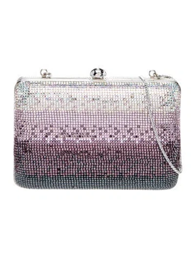 Pre-owned Judith Leiber Crystal Minaudière In Silver