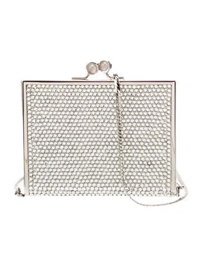 Pre-owned Judith Leiber Crystal Minaudière In Silver