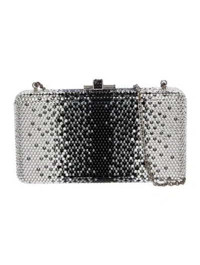 Pre-owned Judith Leiber Crystal Minaudière In Silver