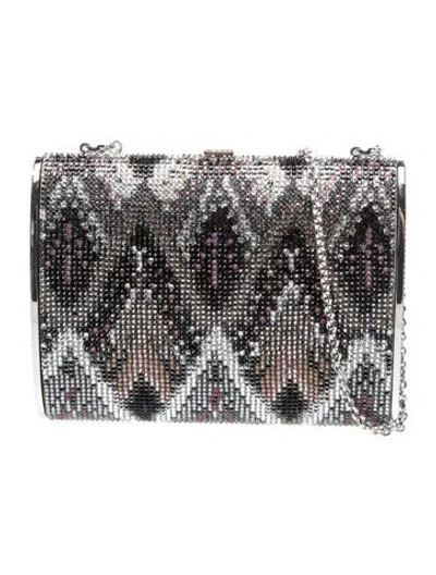 Pre-owned Judith Leiber Crystal Minaudière In Silver