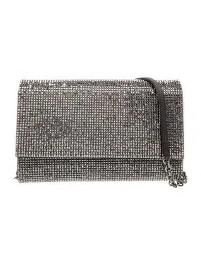 Pre-owned Judith Leiber Crystal Minaudière In Silver
