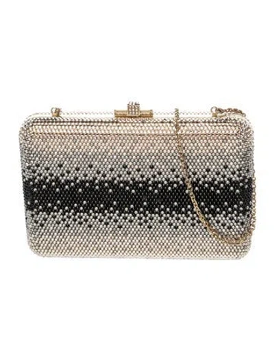 Pre-owned Judith Leiber Crystal Minaudière In Silver