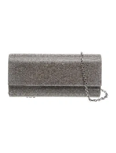 Pre-owned Judith Leiber Crystal Minaudière In Silver
