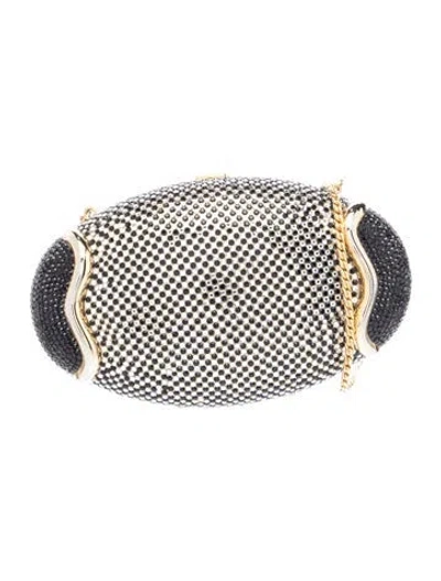 Pre-owned Judith Leiber Crystal Minaudière In Silver