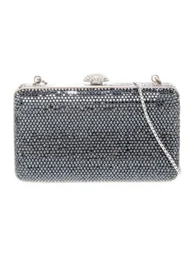 Pre-owned Judith Leiber Crystal Minaudière In Silver